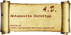 Antunovits Dorottya névjegykártya